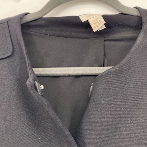 Chico's Women's Long Sleeve Rayon Blend Snap Down Long Coat Jacket Black Size 8 - Picture 8 of 14